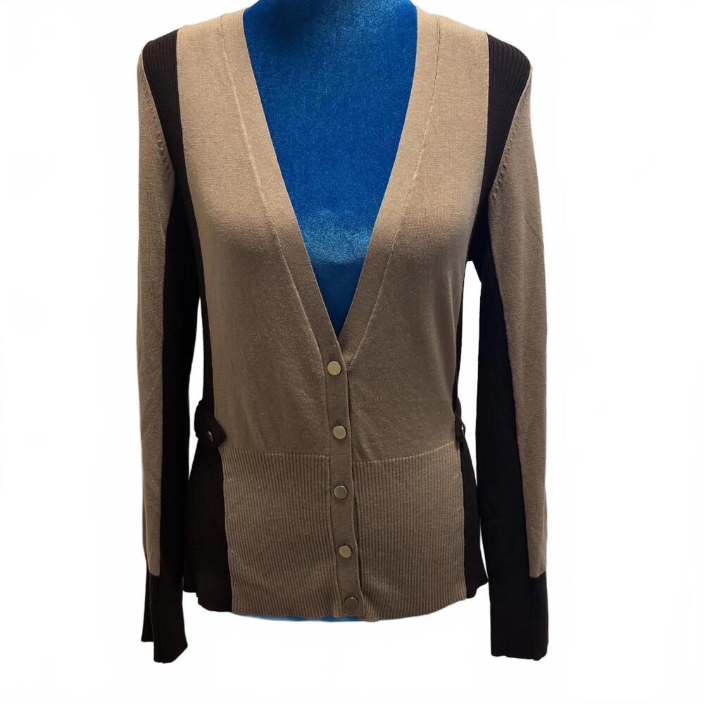 Vintage CACHE Stretch Cardigan Sweater V-neck w/ Side Tabs M